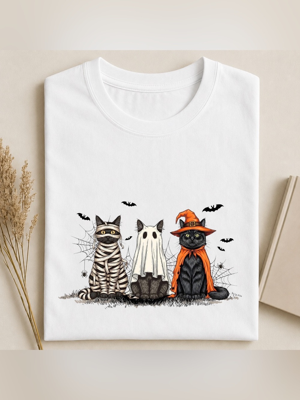 Vintage Halloween Cat Costume T-Shirt - White Classic Gift For Festival